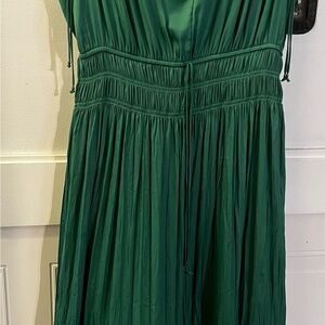 White House Black Market Emerald Green Smocked-Waist Dress